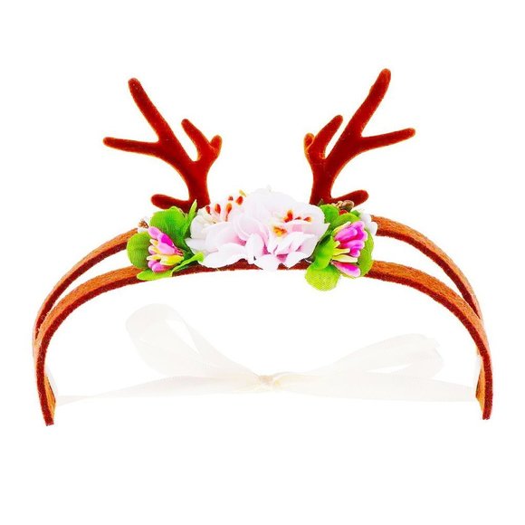 Pet Elk Cat Antler Headband Flower Pet Headwear Christmas Deco Costume Cosplay - Picture 8 of 8